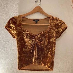 Forever 21 Gold crushed Velvet Top